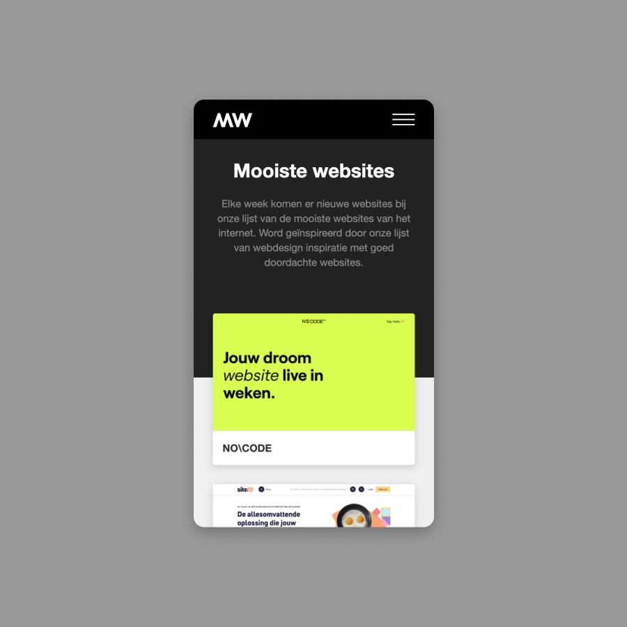 Mobiele homepage