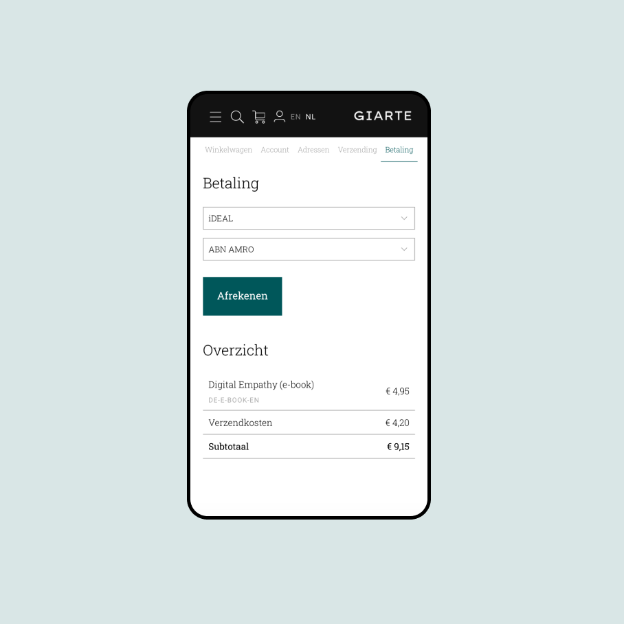 Mobiele webshop betaling