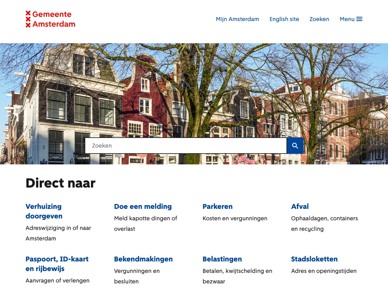 Toptaken website Gemeente Amsterdam