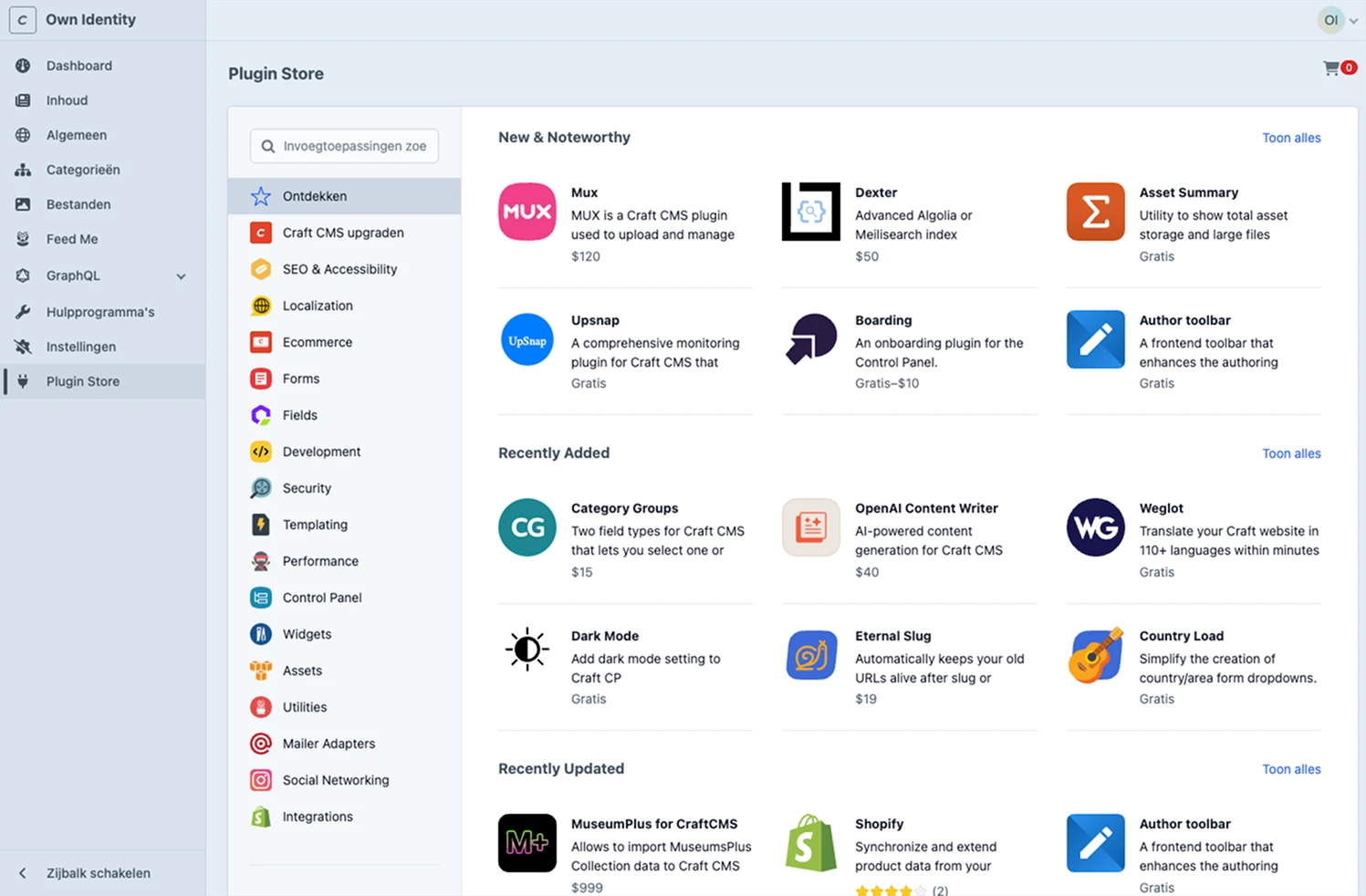 Craft cms plugin store