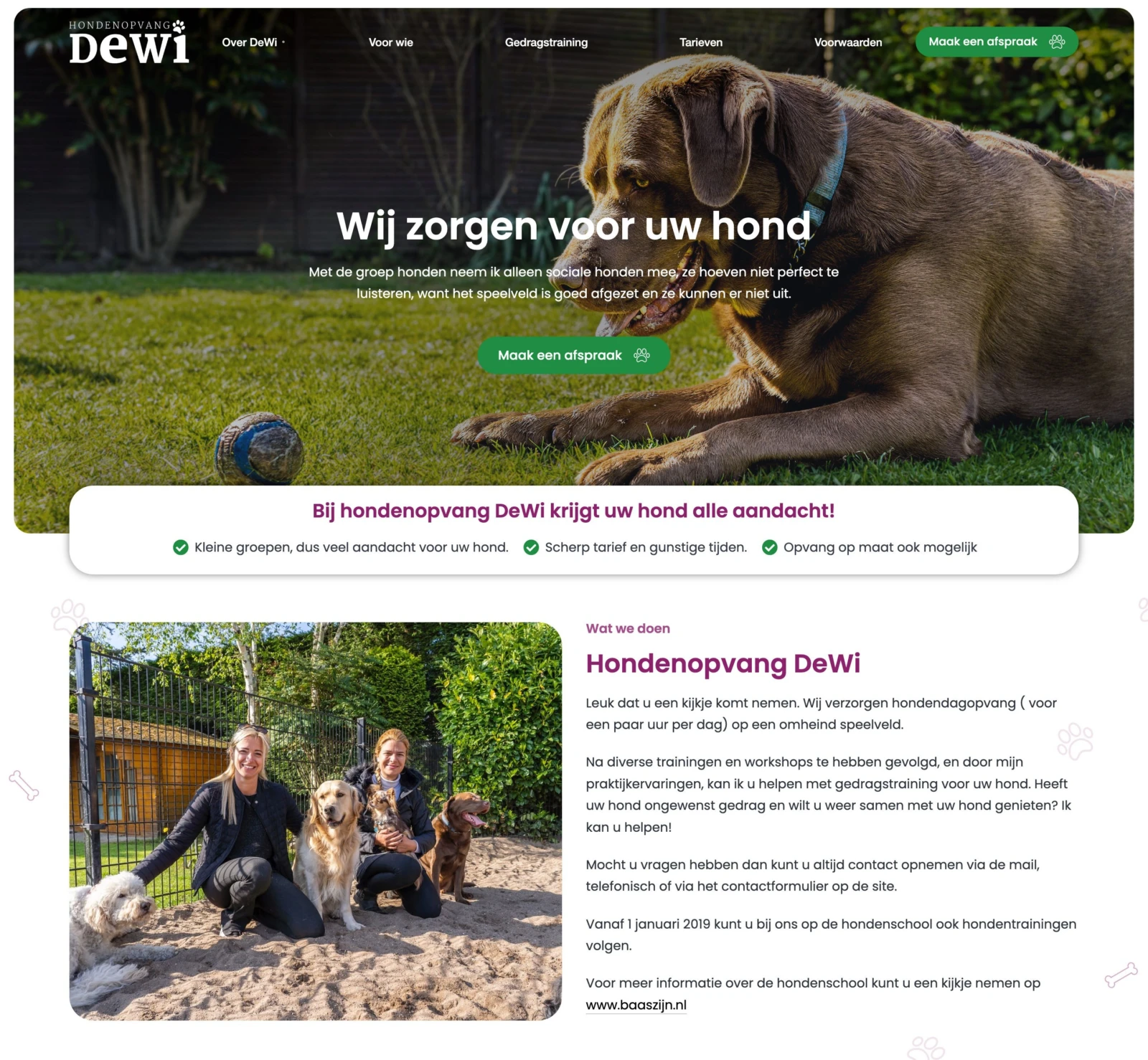 Website freelance hondentrainer