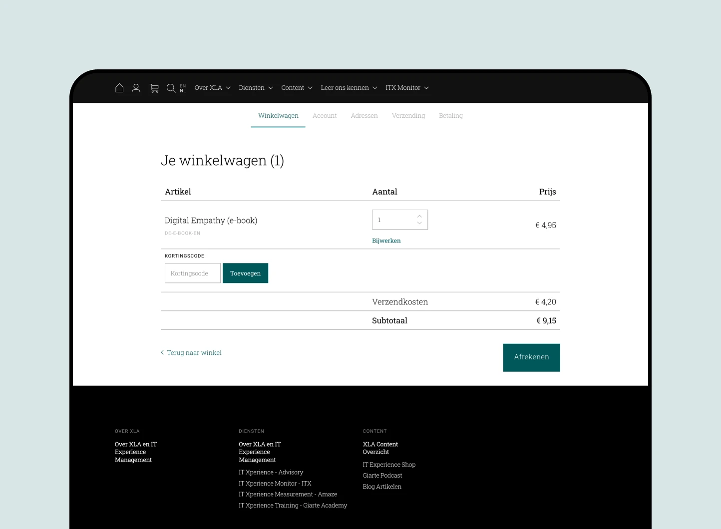 Giarte webshop winkelwagen