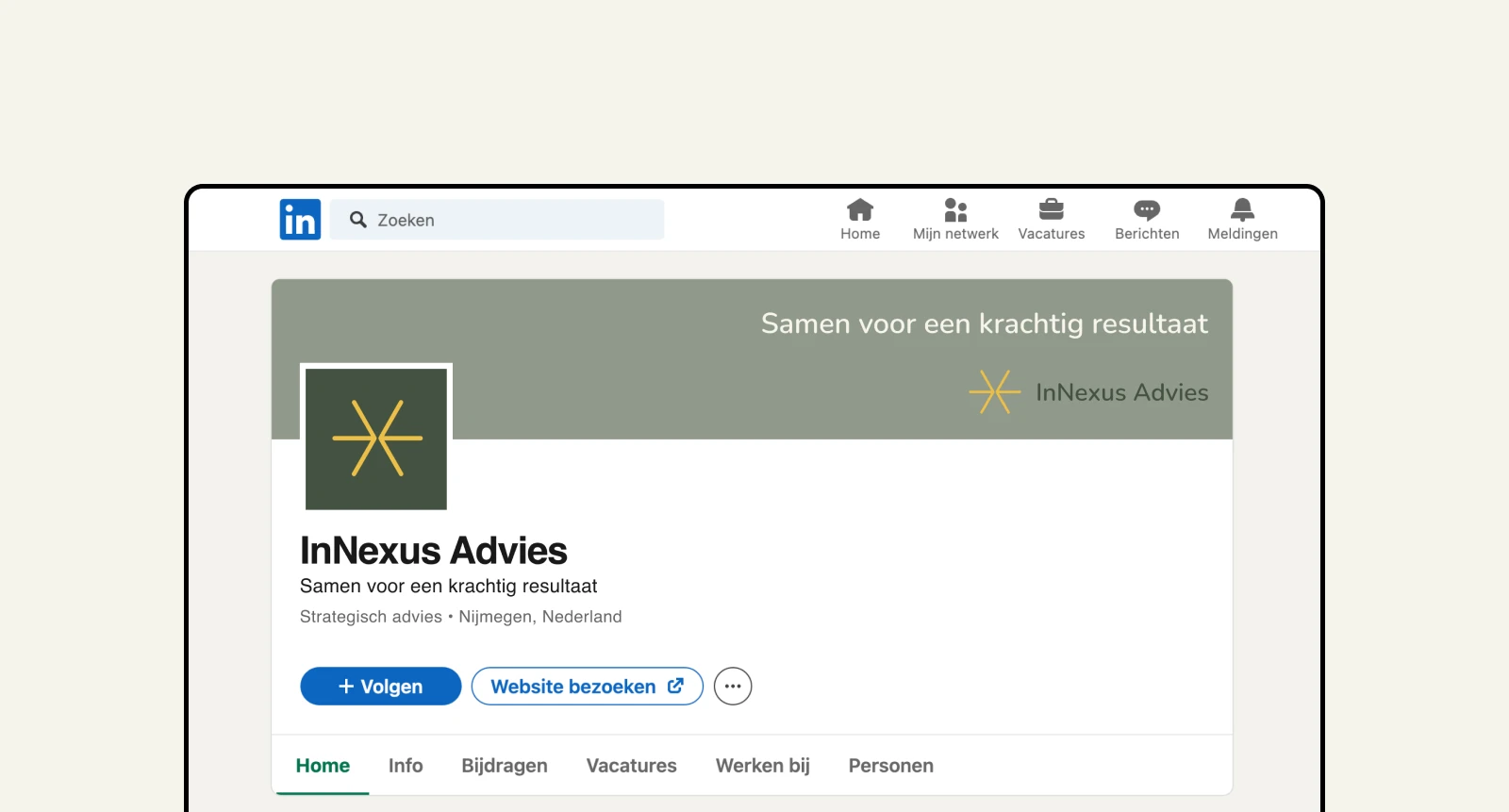 In Nexus Advies Linked In mockup