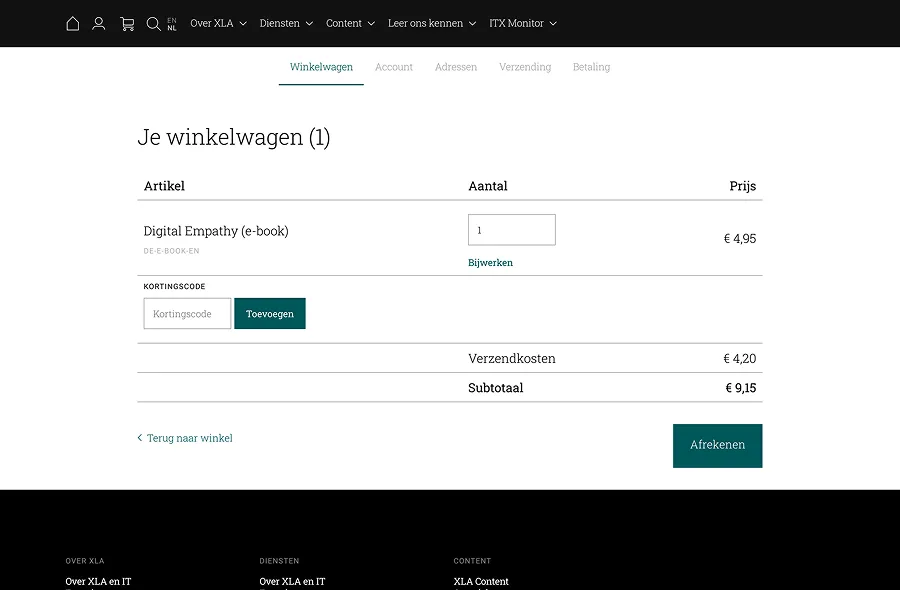 Giarte shop winkelwagen page